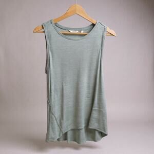 Athleta Linen Tank Top Women’s S Green Blue Muscle Sleeveless Activewear Casual